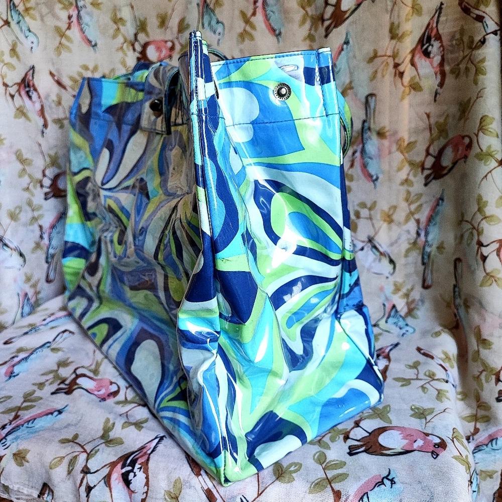 Vintage Roxy Wild Floral 1960s Vibe Flower Power Vinyl Plastic Cover Travel Tote - Picture 4 of 16